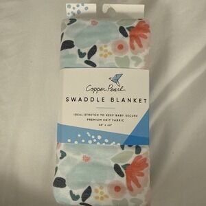 Copper Pearl Swaddle Blanket Large Floral Premium Knit 46" x 46" Leilani Stretch